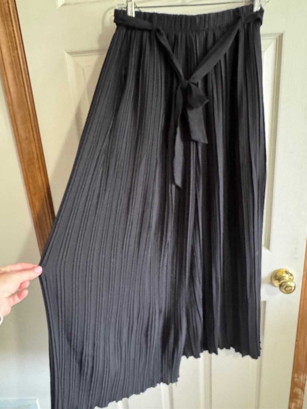 Pleaded black pants dressy wide leg